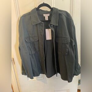 NWT If It Were Me Dark Green Denim Jacket | juniors size XL